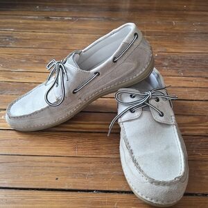 Rockport Ivory Leather Boat Shoes for Men